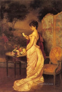 Auguste Toulmouche Painting - La carta de amor de la mujer Auguste Toulmouche